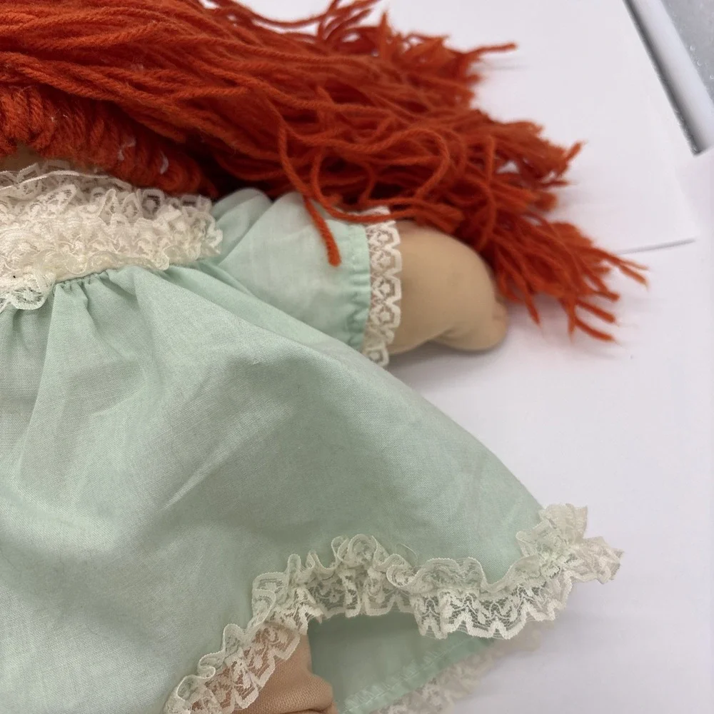 Vintage 1985 Cabbage Patch Style Red Hair Blue Eyes Green Dress Rare!